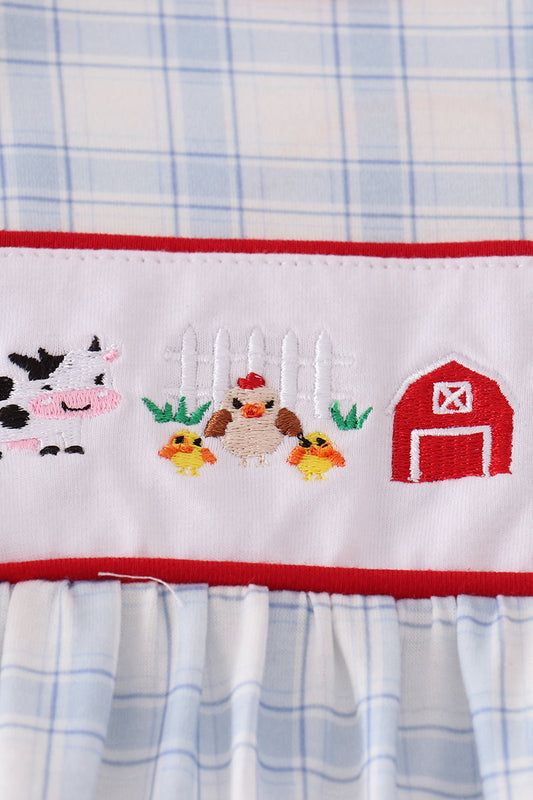 Blue Farm Plaid Ruffle Set