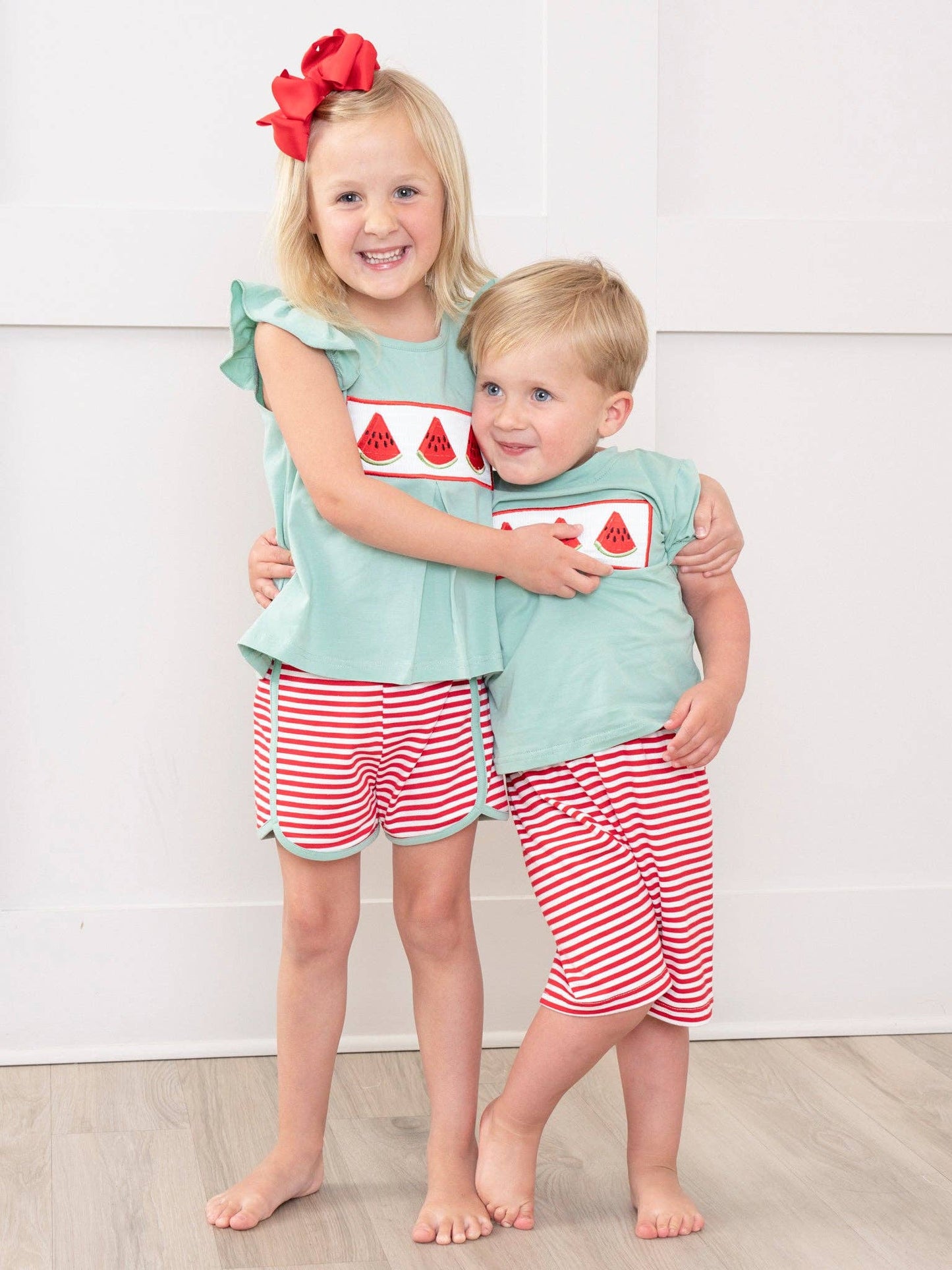 Watermelon Stripes Smocked Cotton Outfit