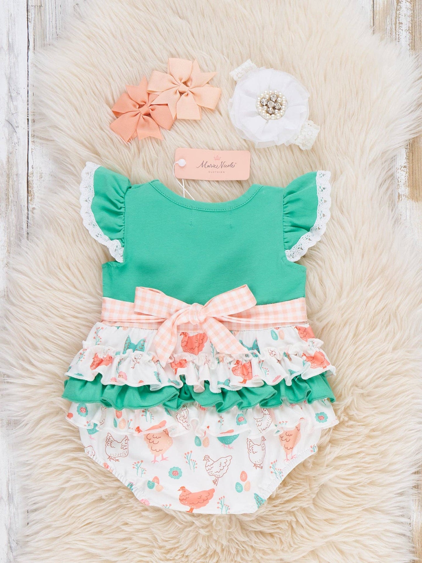 Springtime Coop Ruffle Bubble Romper