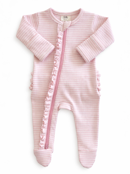 Pink Stripe 2-Way Zip Onesie