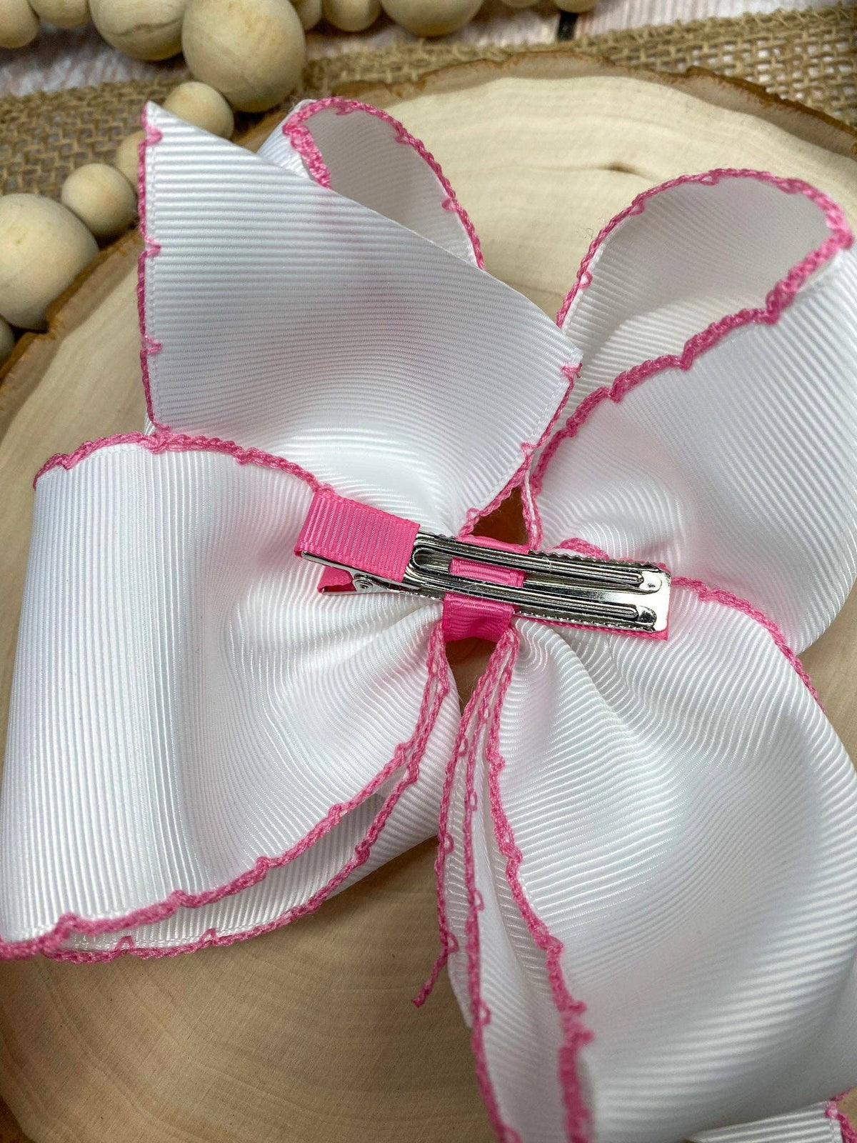 Pink Nutcracker Embroidered Moonstitch Hair Bow | Clip or Headband