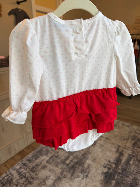 White puppy embroidery ruffle bubble