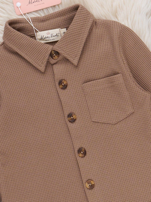 Little Gent Button-Up Shirt - Brown