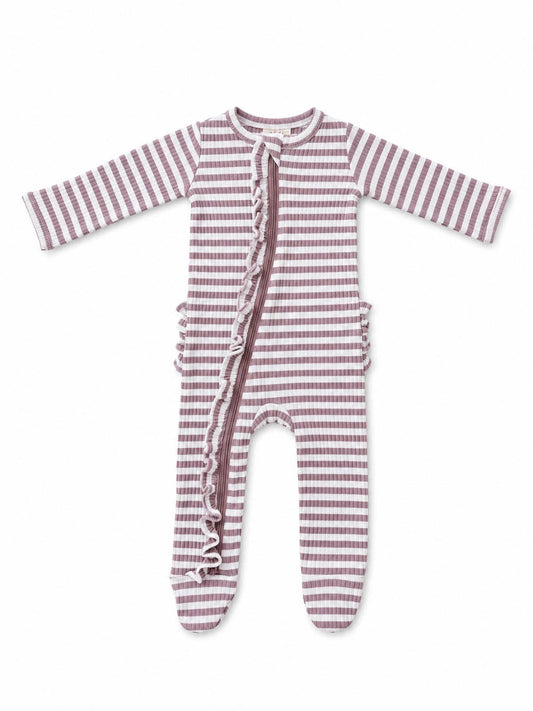Violet Stripe 2-Way Zip Onesie