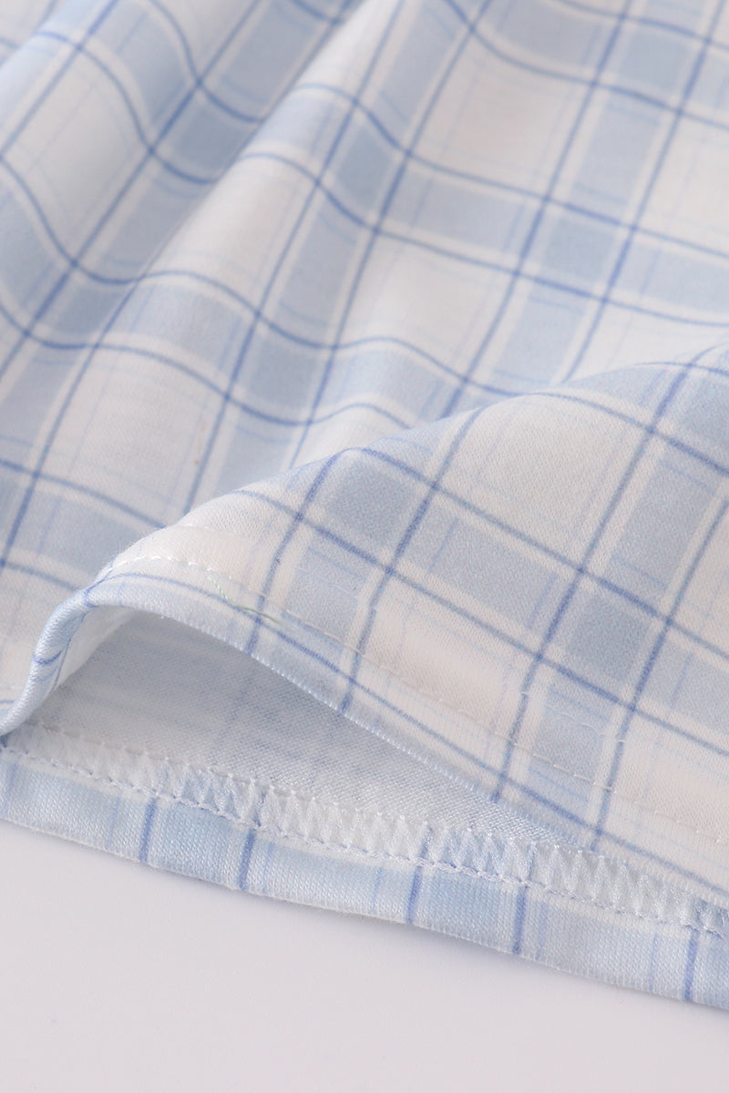 Blue Farm Plaid Ruffle Set