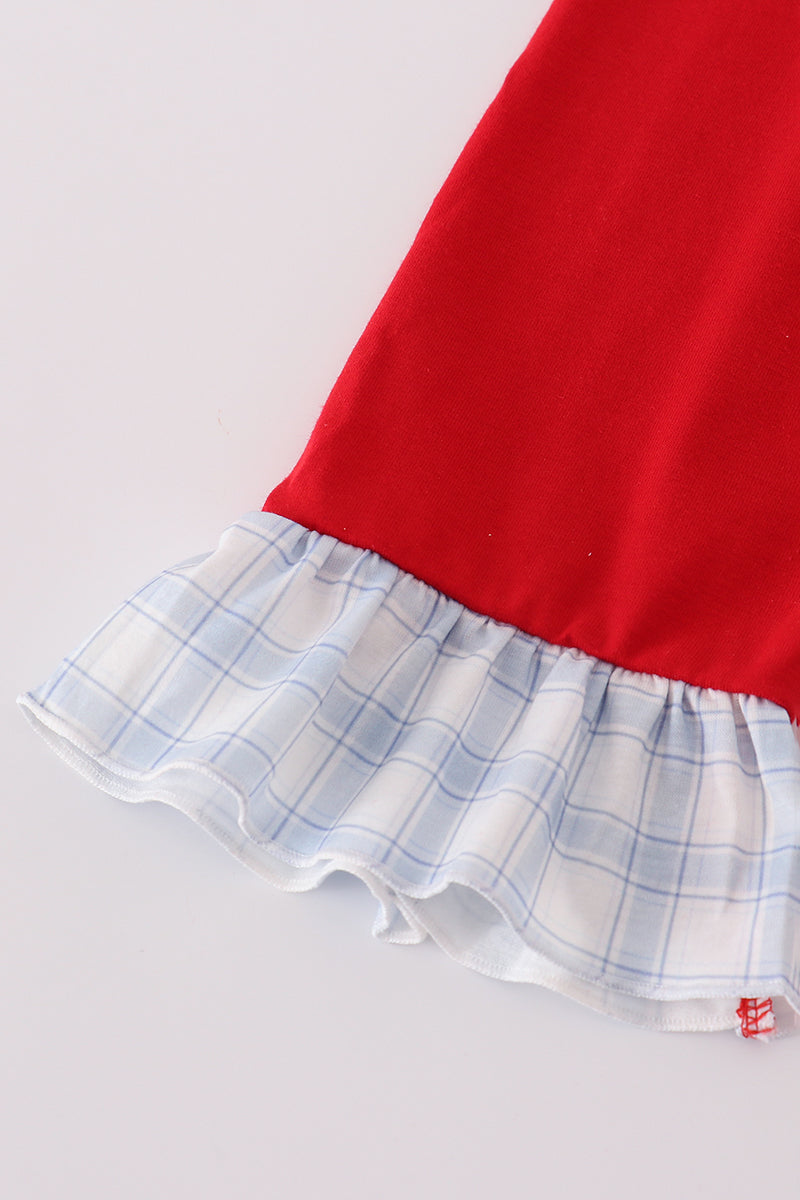 Blue Farm Plaid Ruffle Set