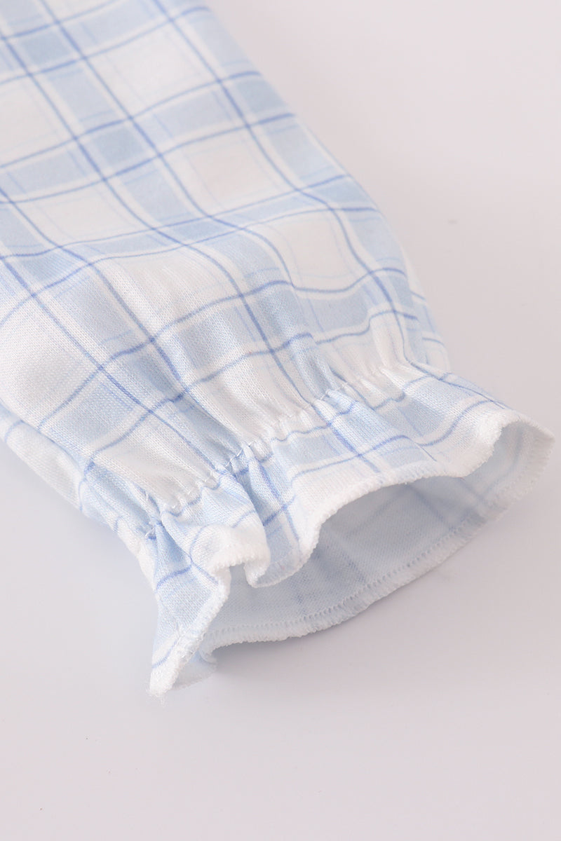 Blue Farm Plaid Ruffle Bubble