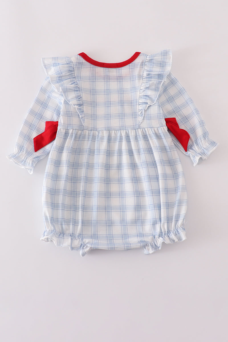 Blue Farm Plaid Ruffle Bubble