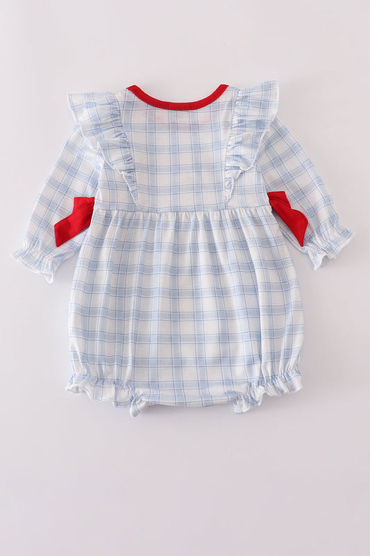 Blue Farm Plaid Ruffle Bubble