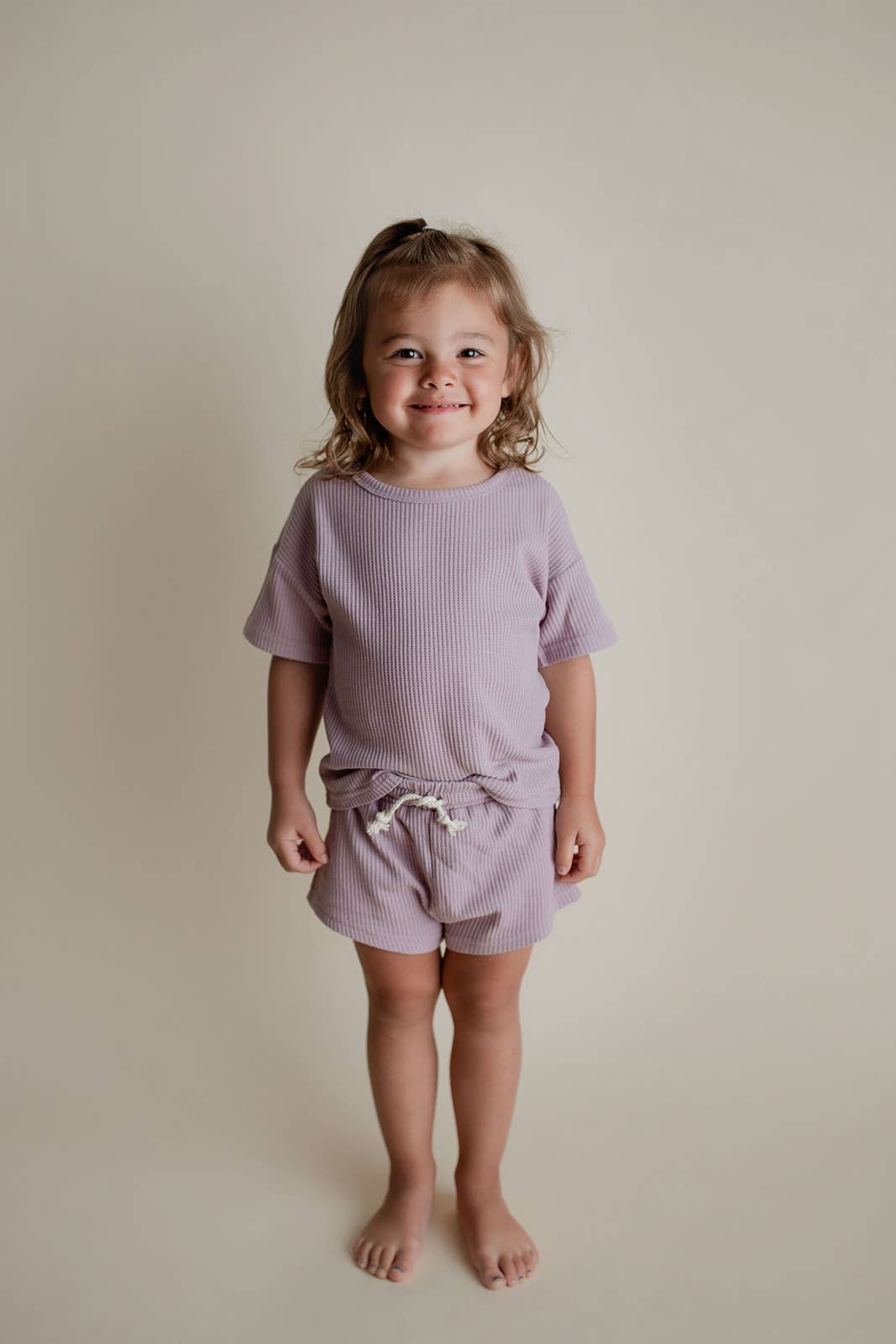 Wild Orchid Purple Summer Waffle Toddler Top & Bottom Set