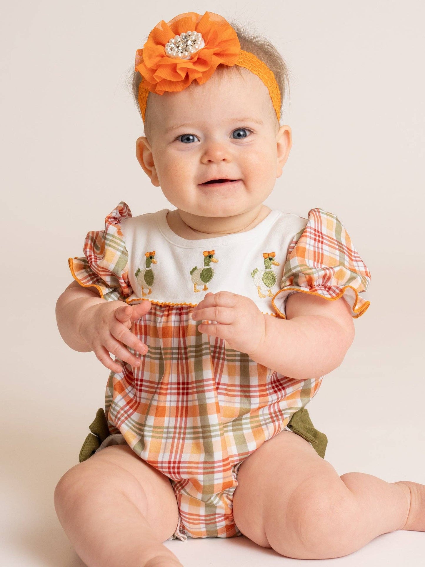 Mallard Duck Embroidered Ruffle Romper