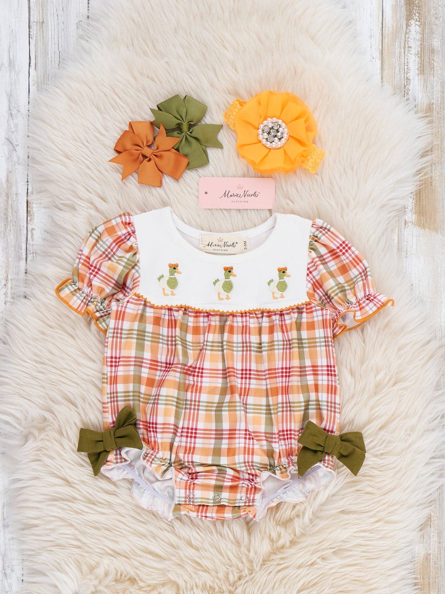 Mallard Duck Embroidered Ruffle Romper