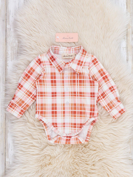 Harvest Plaid Button-Up Romper