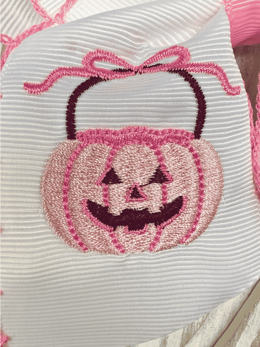 Pink Jack-O-Lantern Hair Bow | Halloween Bow | Headband