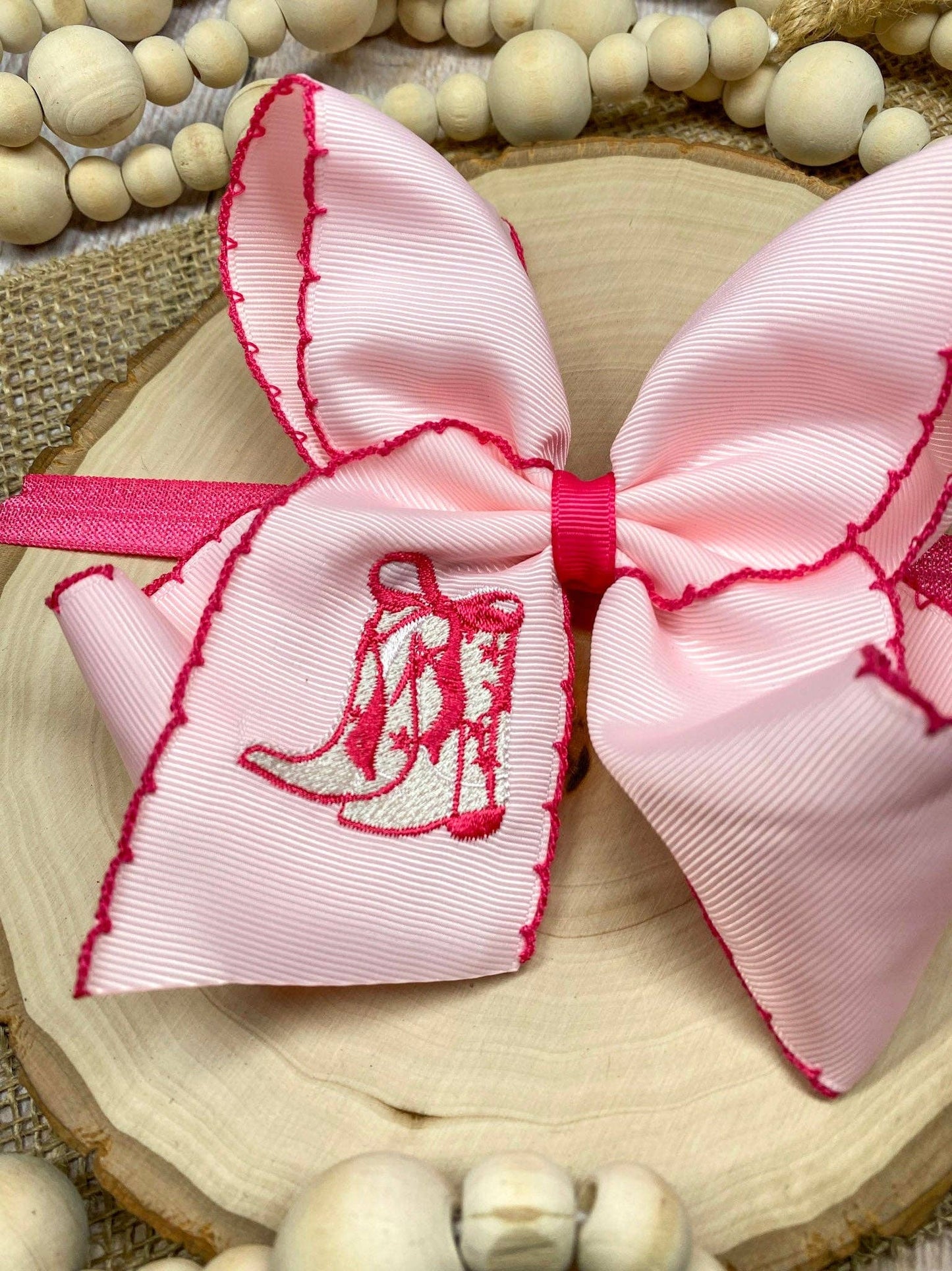 Western Boot Embroidered Moonstitch Hair Bow | Headband