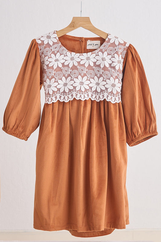 Carmel Velvet Lace Dress