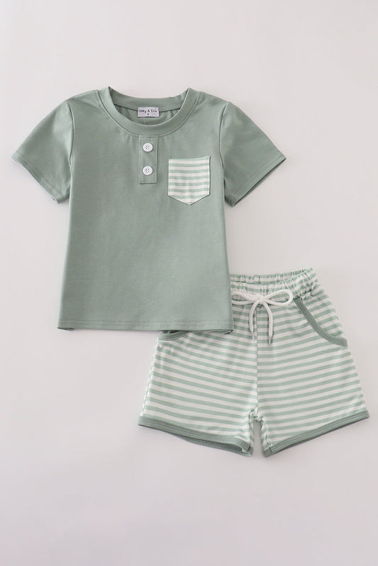 Stripe Pocket Shorts Set