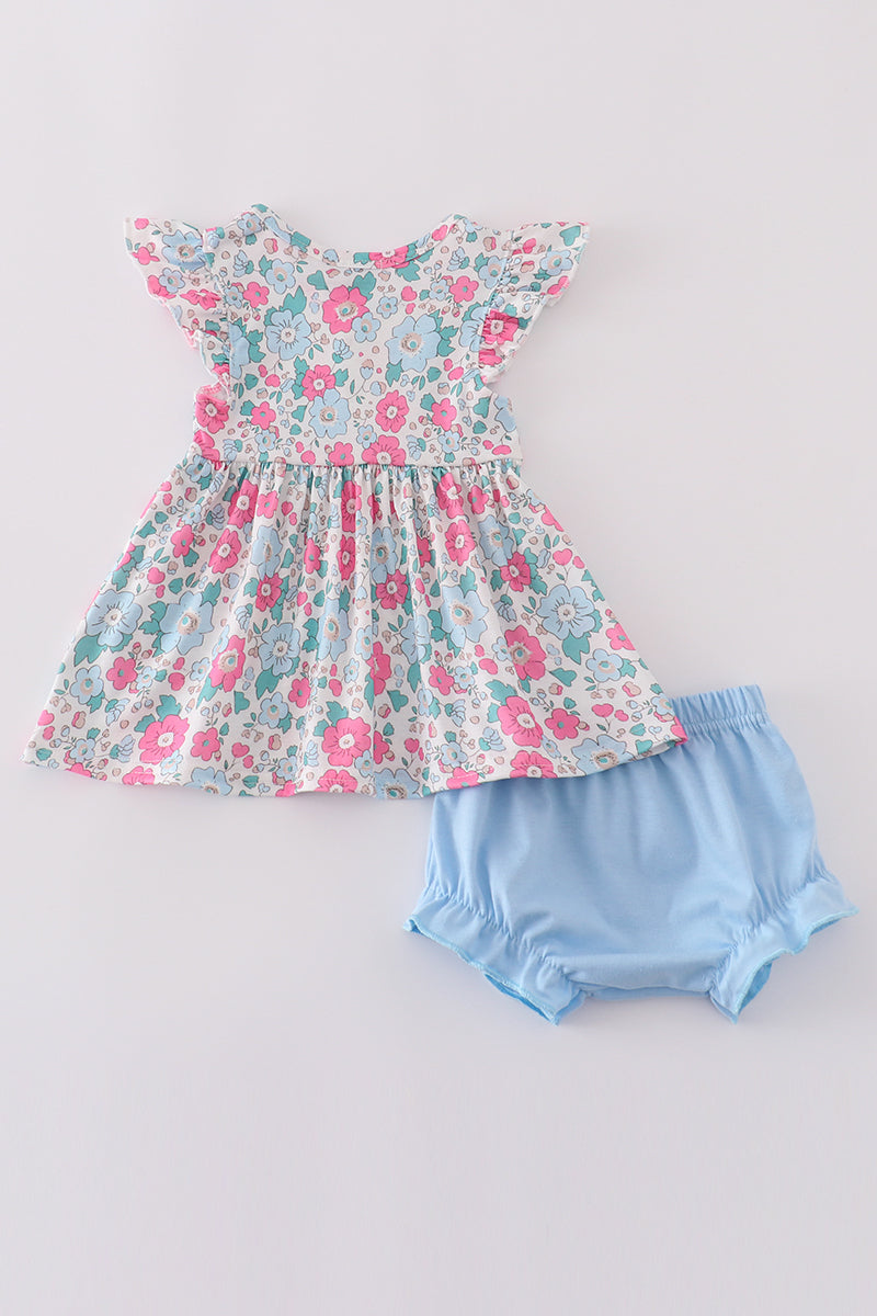 Blue Floral Bloomer Set