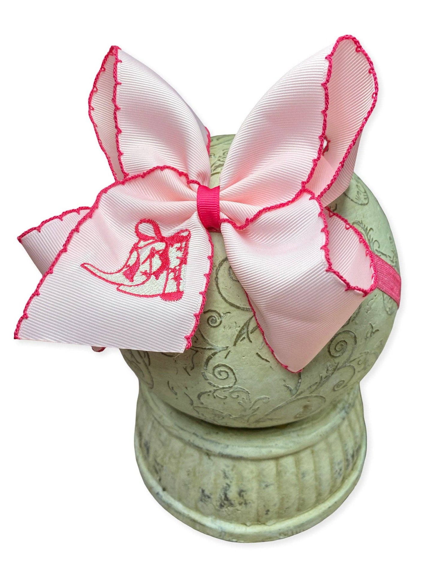 Western Boot Embroidered Moonstitch Hair Bow | Headband