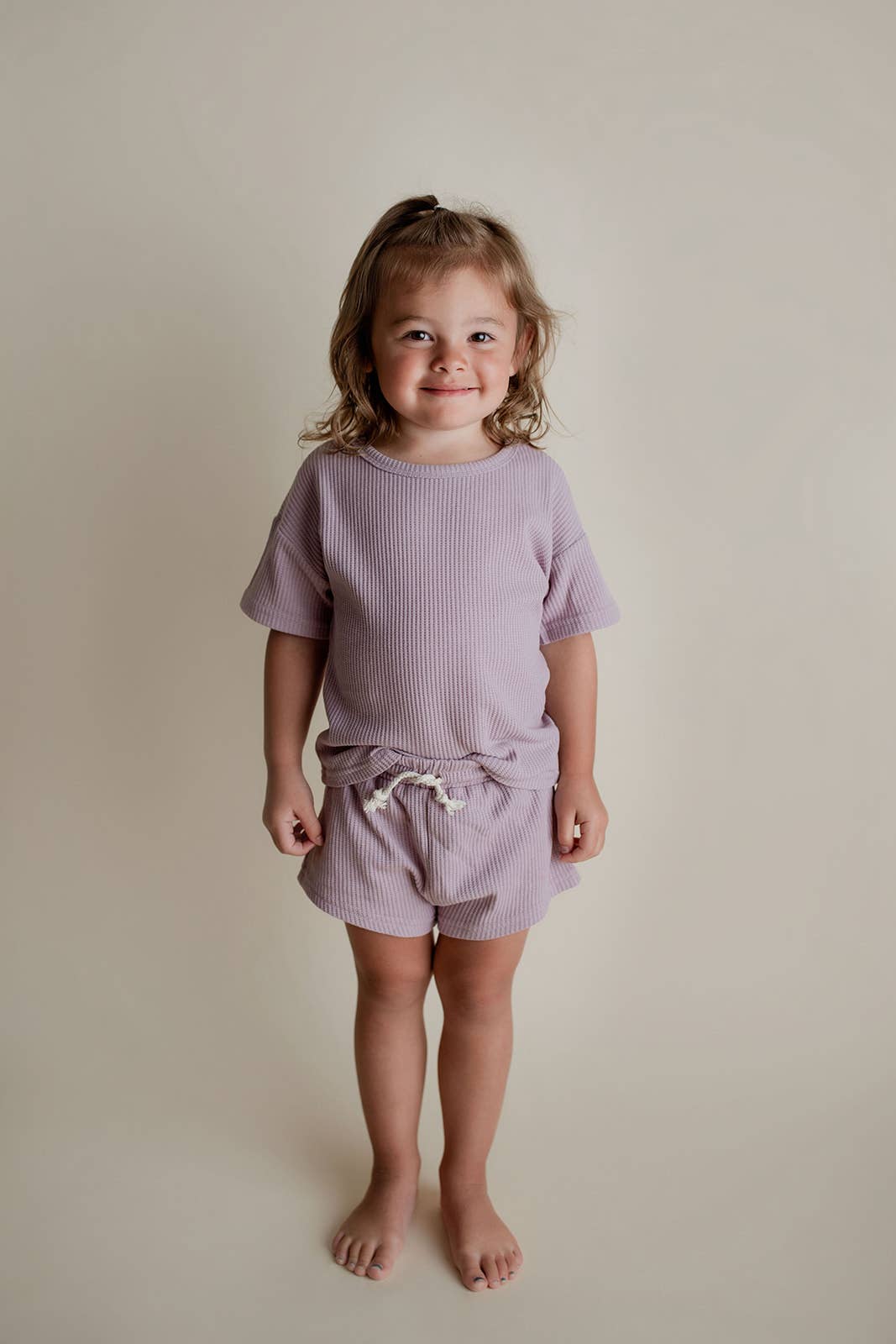 Wild Orchid Purple Summer Waffle Toddler Top & Bottom Set