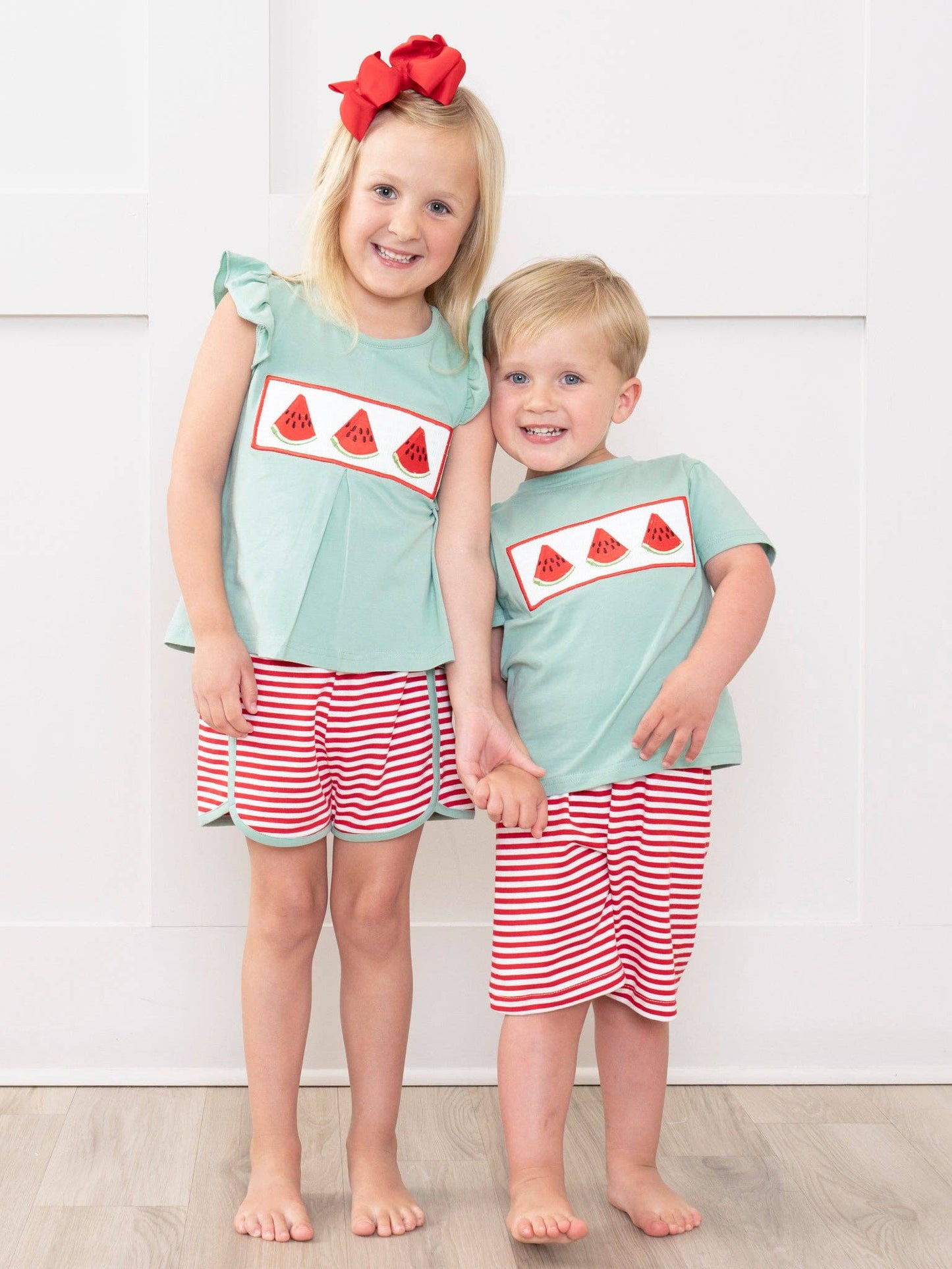 Watermelon Stripes Smocked Cotton Outfit