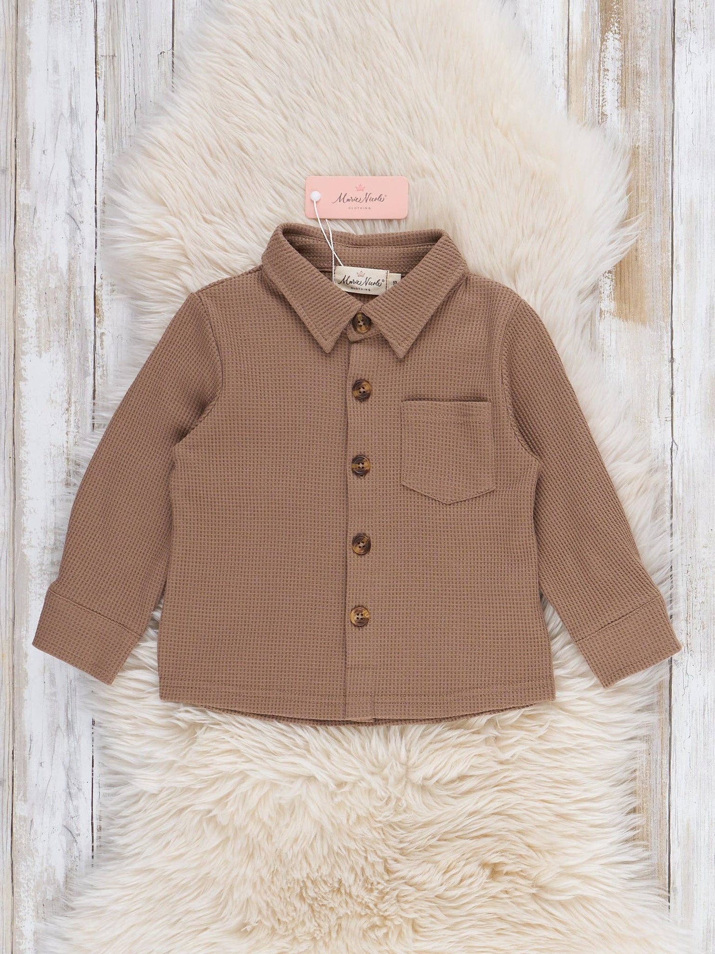 Little Gent Button-Up Shirt - Brown
