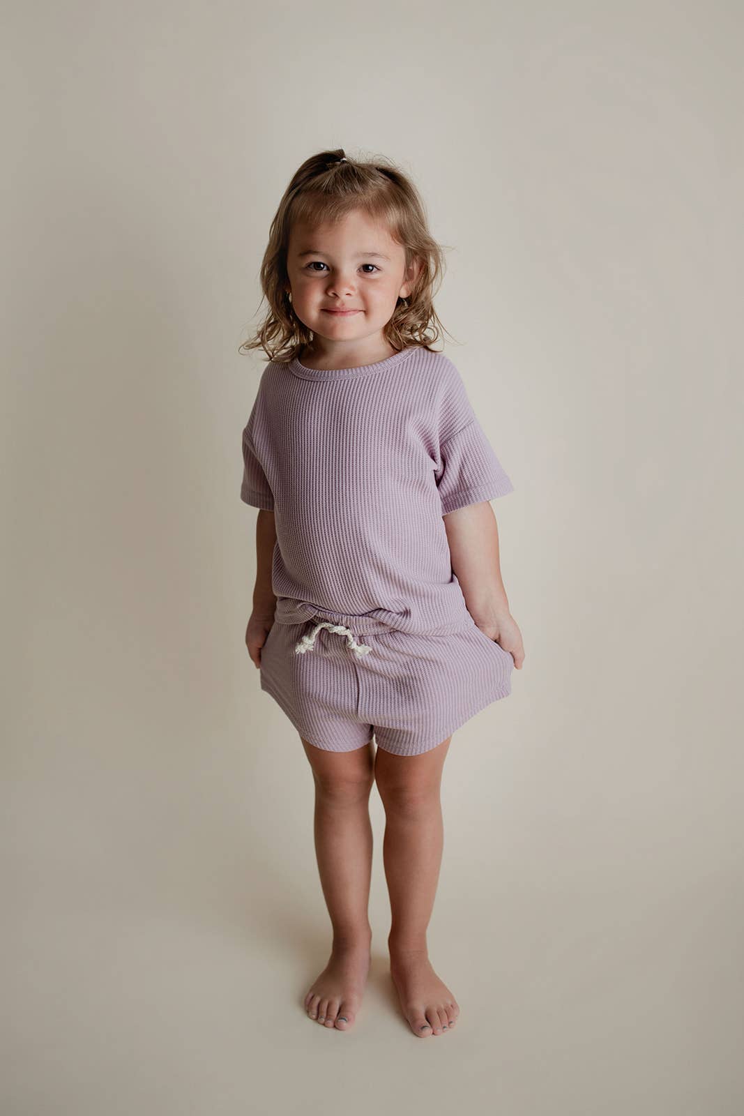 Wild Orchid Purple Summer Waffle Toddler Top & Bottom Set