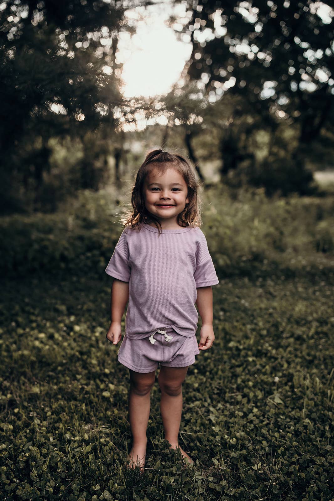 Wild Orchid Purple Summer Waffle Toddler Top & Bottom Set