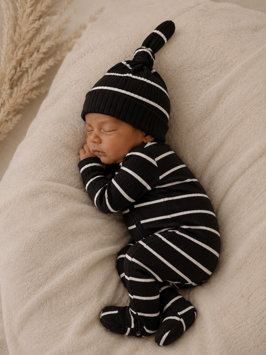 Black/White 2-Way Zip Onesie