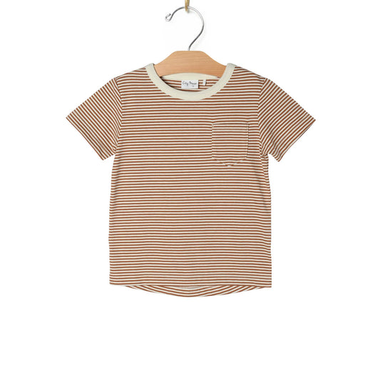 Pocket Tee- Toffee Stripe