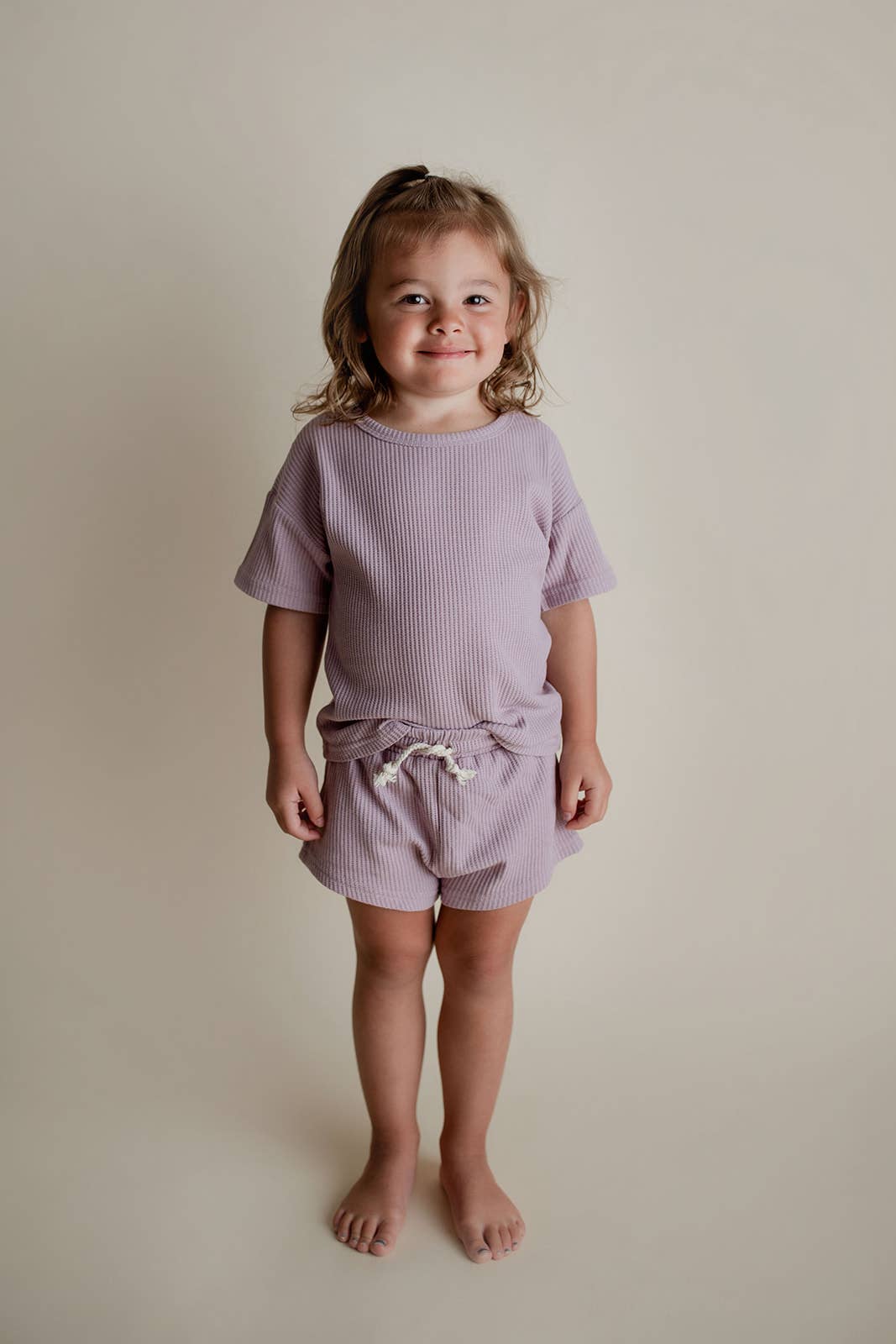 Wild Orchid Purple Summer Waffle Toddler Top & Bottom Set