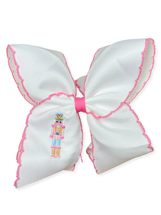 Pink Nutcracker Embroidered Moonstitch Hair Bow | Clip or Headband