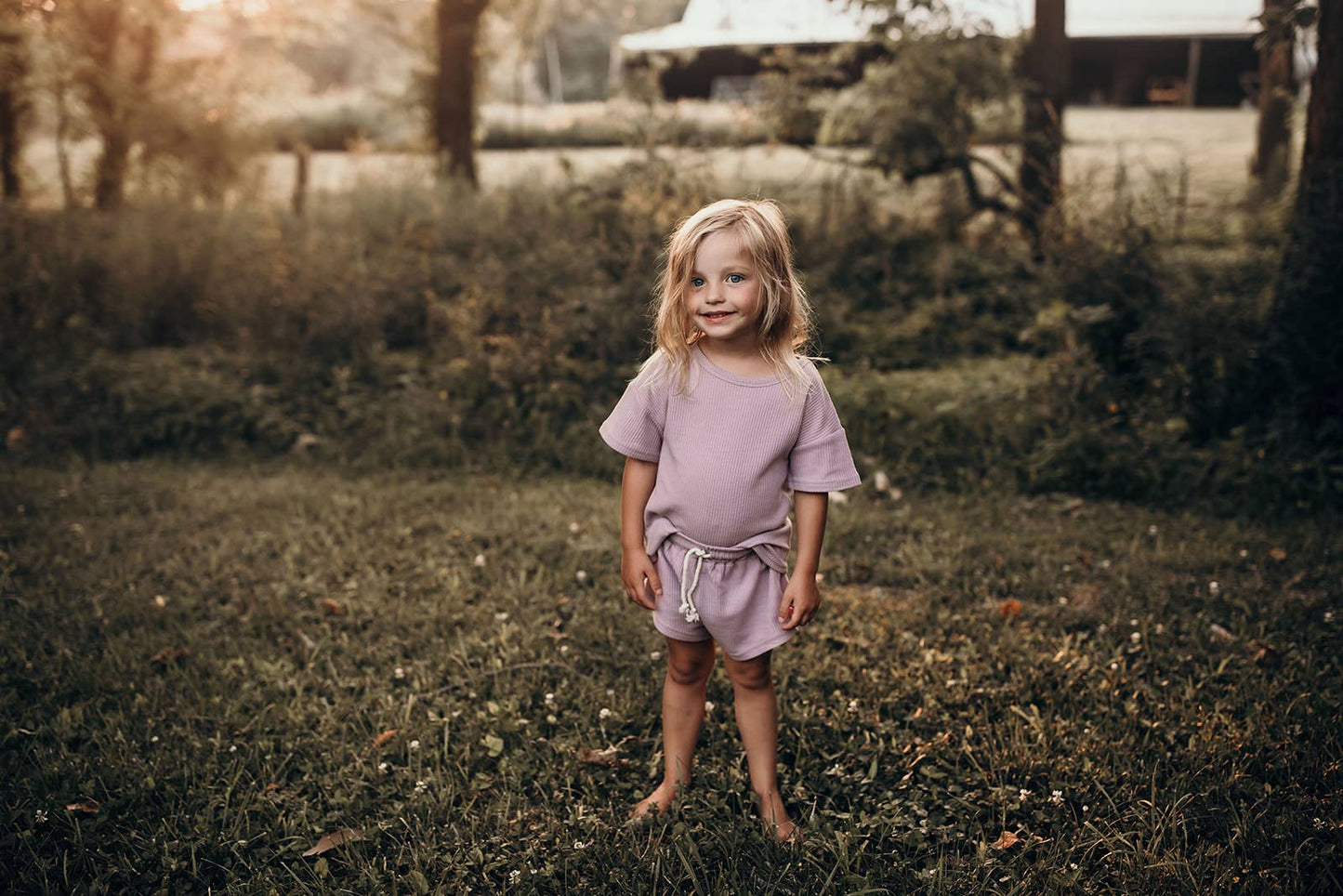 Wild Orchid Purple Summer Waffle Toddler Top & Bottom Set