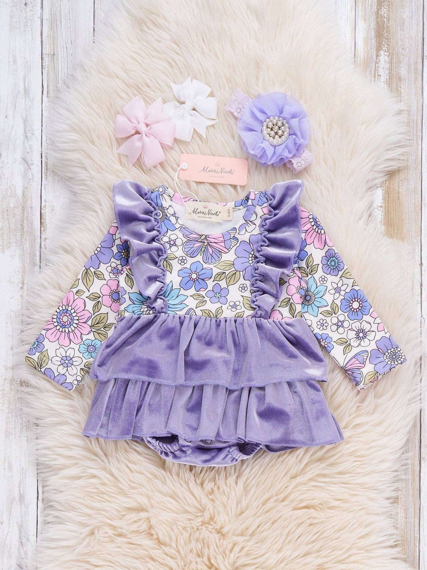 Floral Ruffle Velvet Bubble