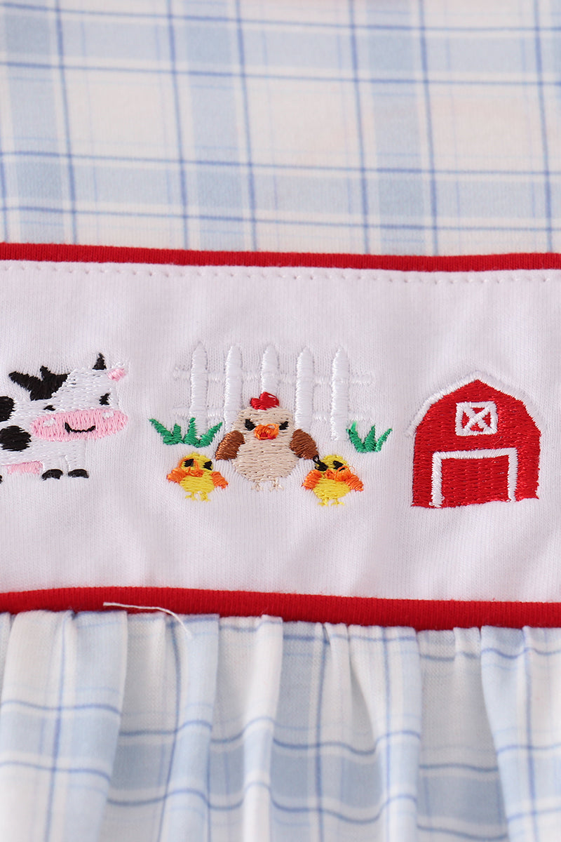 Blue Farm Plaid Ruffle Bubble